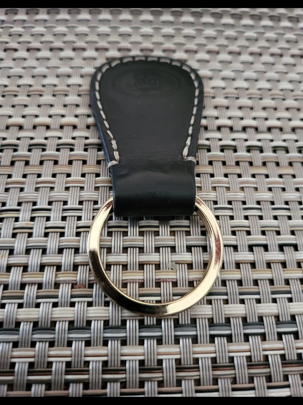 Dooney & Bourke Black Leather Key Holder with Contrast Stitching